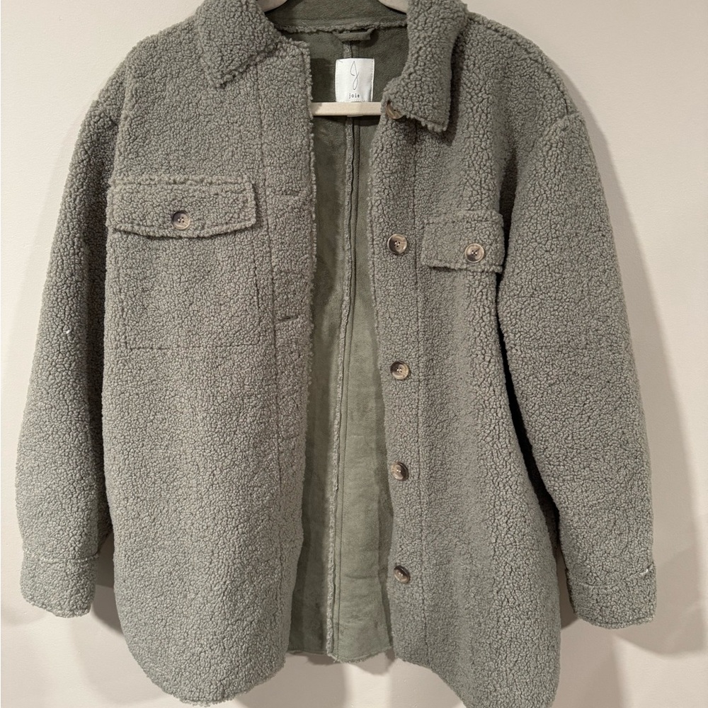 Green Sherpa shacket
